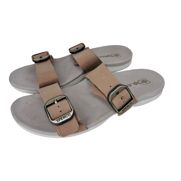 Spenco Crista Slide Sandals Orthotic Buckle Strap‎ Leather Tan Womens Size 10 D - Picture 2 of 7